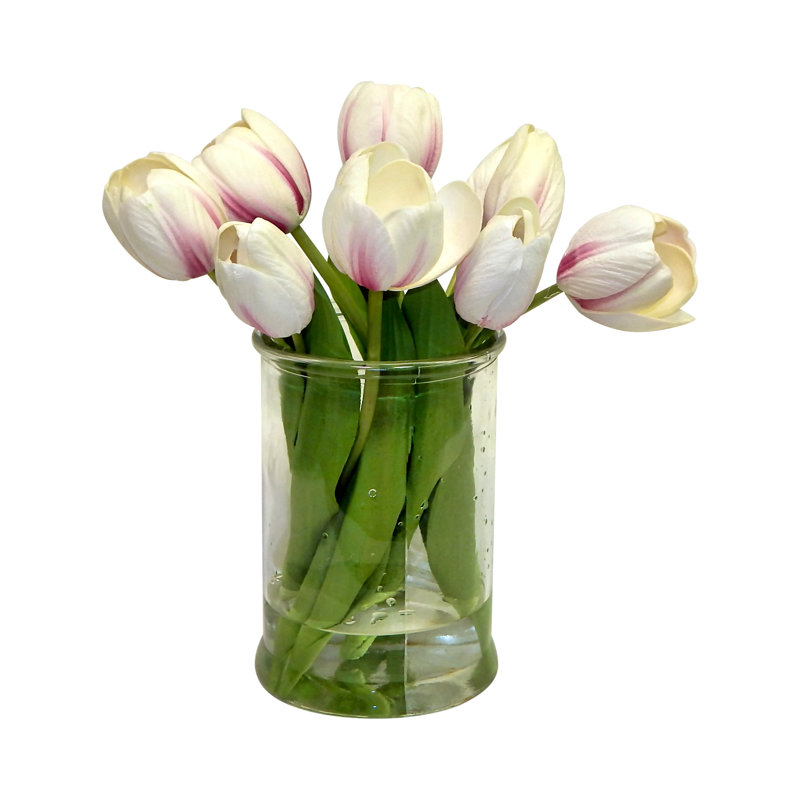Real Touch Tulip Floral Arrangement in Vase & Reviews Joss & Main